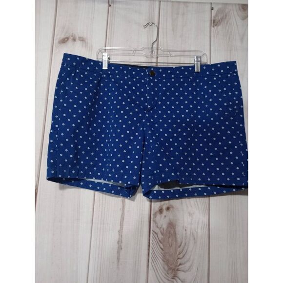 Merona Shorts Ladies 18 Blue White Polka Dot Light Weight - Picture 1 of 6